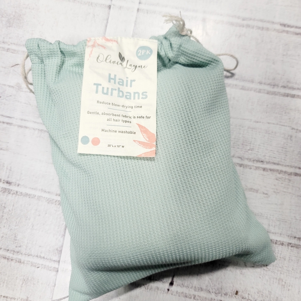 Olivia Layne 2-Pack Light Green Hair Turbans